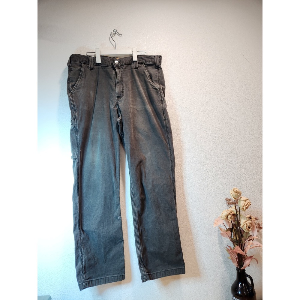 Carhartt Relaxed Fit Carpenter Pants 36x32 Gray Workwear Utility Denim